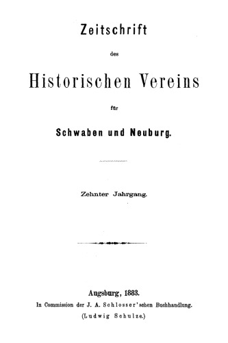 Zeitschrift des Historischen Vereins für Schwaben und Neuburg