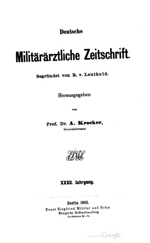 Deutsche Militärärztliche Zeitschrift