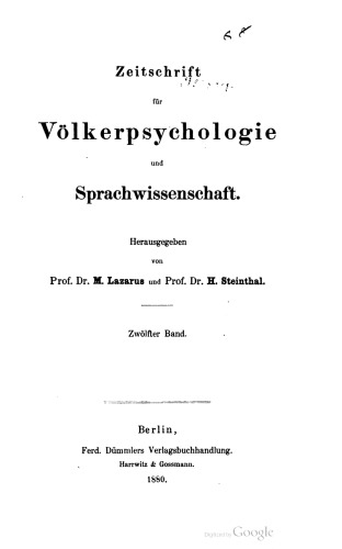 Zeitschrift für Völkerpsychologie und Sprachwissenschaft