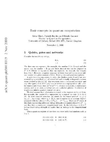 Basic concepts in quantum computation