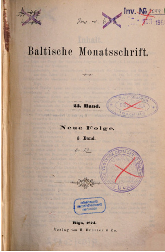 Baltische Monatsschrift