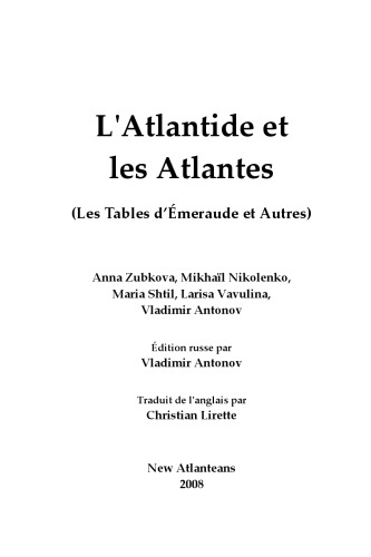 L'Atlantide et les Atlantes (les tables d'émeraude et autres)