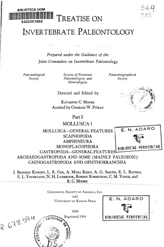 Treatise on Invertebrate Paleontology - Part I Mollusca 1 - Amphineura to Gastropoda