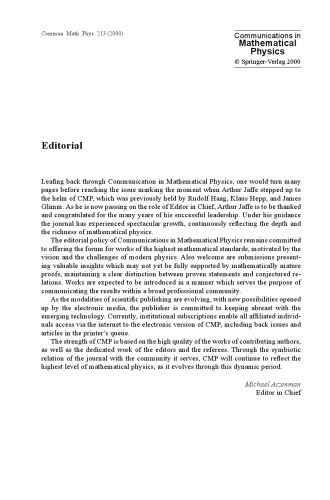 Communications in Mathematical Physics - Volume 213