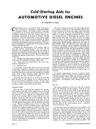 Cold-Starting Aids for Automotive Diesel Engines