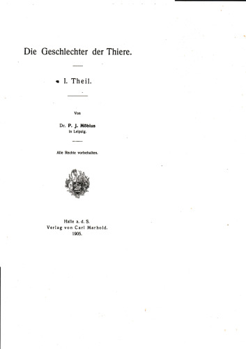 Die Geschlechter der Thiere