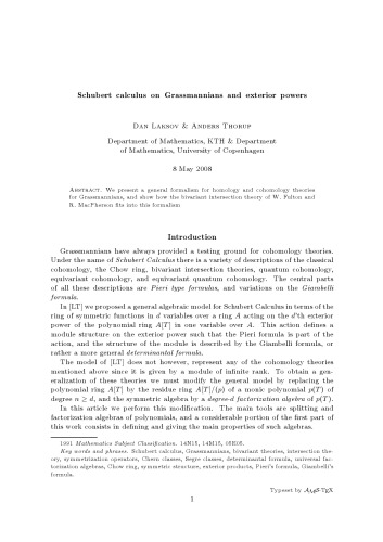 Schubert calculus on Grassmannians and exterior powers