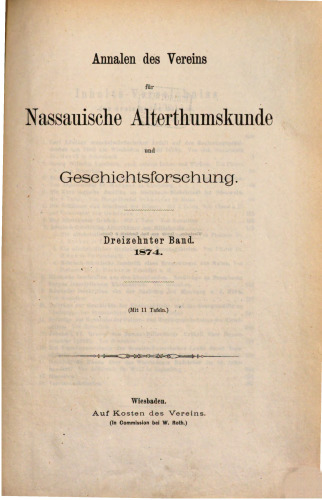 Annalen des Vereins für Nassauische Altertumskunde und Geschichtsforschung