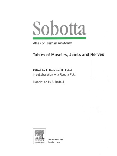 Sobotta - Tables of Muscles, Joints and Nerves