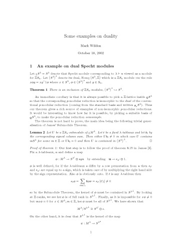 Some examples on duality [expository notes]