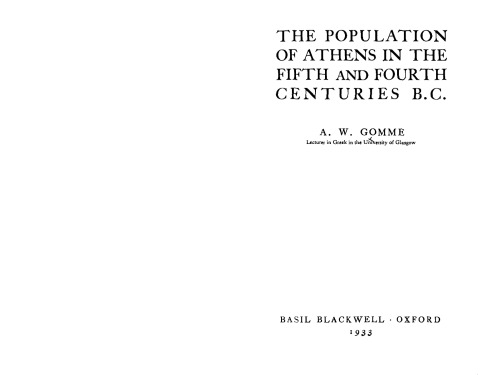 The population of Athens in the fifth and fourth centuries