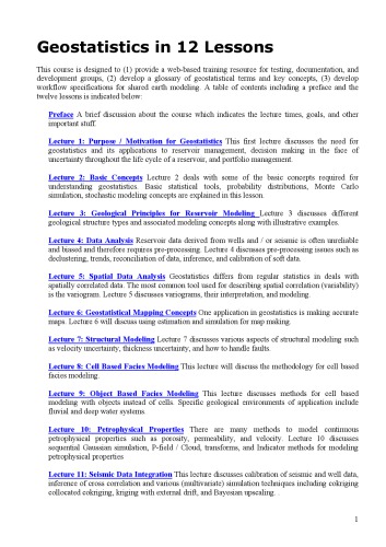 Geostatistics in 12 Lessons