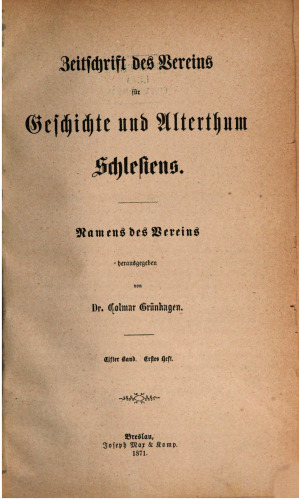 Zeitschrift des Vereins für Geschichte und Altertum Schlesiens