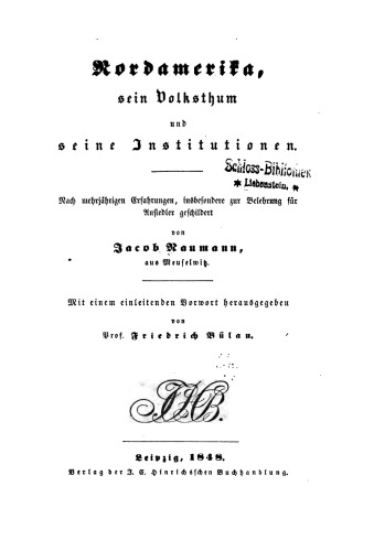 Nordamerika, sein Volksthum und seine Institutionen