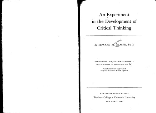 An experiment in the development of critical thinking