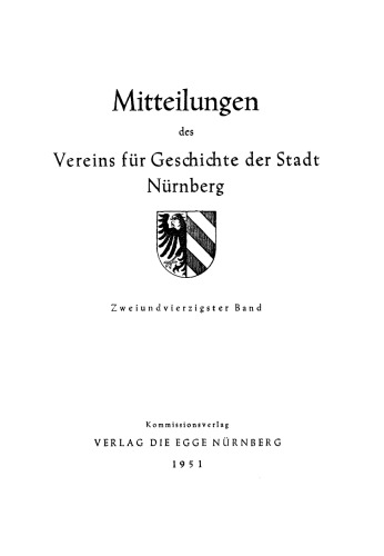 Mitteilungen des Vereins für Geschichte der Stadt Nürnberg
