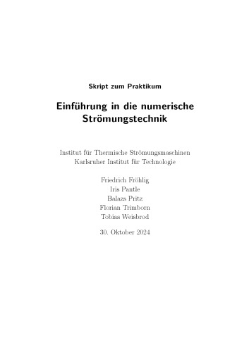 Einführung in die numerische Strömungstechnik