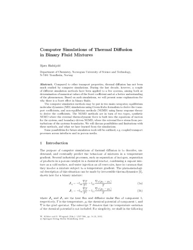 Thermal Nonequilibrium Phenomena in Fluid Mixtures