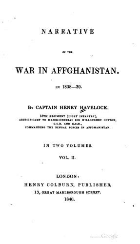 Narrative of the War in Afghanistan 1838-39