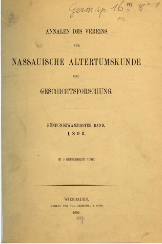 Annalen des Vereins für Nassauische Altertumskunde und Geschichtsforschung
