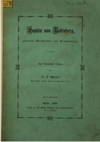 Sophia von Rosenberg, geborene Markgräfin von Brandenburg