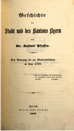 Vom Ursprunge bis zur Staatsumwälzung 1798