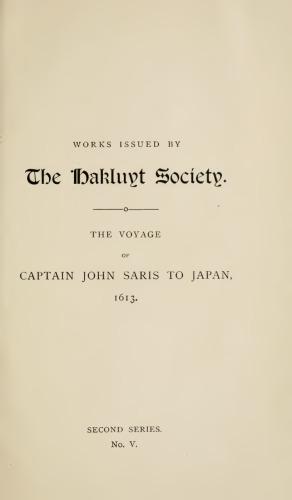 The Voyage of Captain John Saris to Japan, 1613