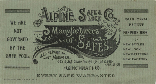 Alpine Lock & Safe Co. Catalog 1892