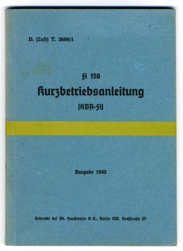 Aircraft Manual - Fi-156 Kurzbetriebsanleitung