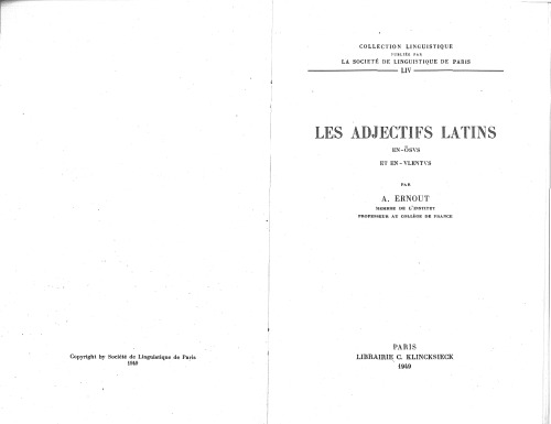 Les adjectifs latins en -osus et en -ulentus