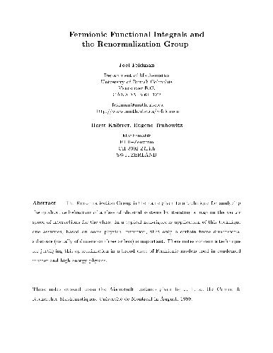Fermionic Functional Integrals and the Renormalization Group