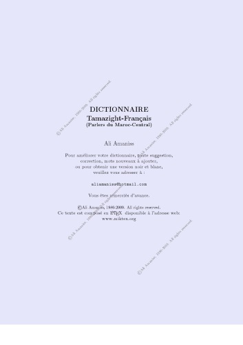 Dictionnaire Tamazight Français