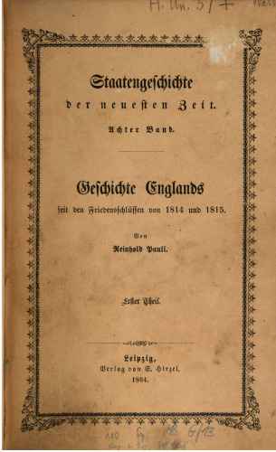 Geschichte Englands seit den Friedensschlüssen von 1814 und 1815