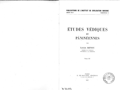 Etudes védiques et pāṇinéennes 3
