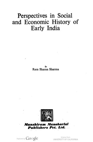 Perspectives in Social and Economic History of Early India