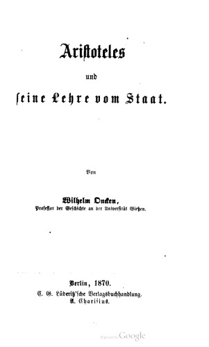Aristoteles und seine Lehre vom Staat