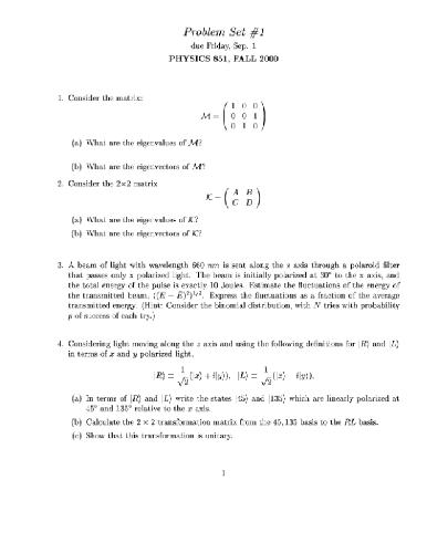 Quantum mechanics: problem sets