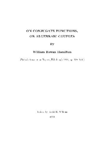 On Conjugate Functions, or Algebraic Couples