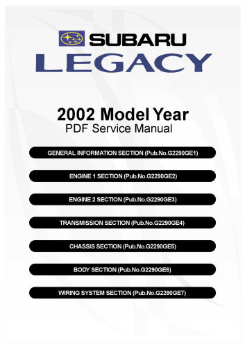 2002 Subaru Legacy Outback Service Manual
