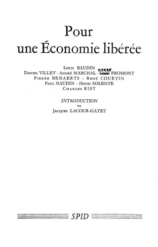 Pour une économie libérée