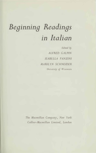 Beginning readings in Italian
