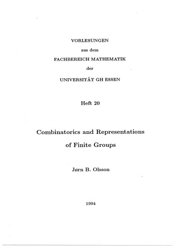 Combinatorics and Representations of Finite Groups