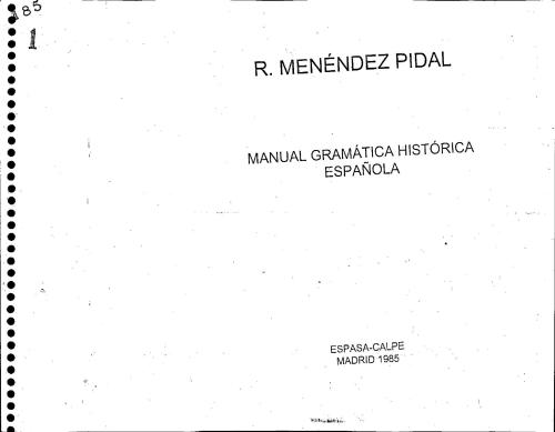 Manual Gramatica Historica Espanola / Руководство по исторической грамматике испанского языка