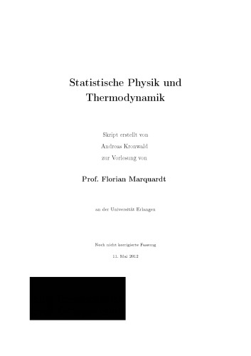 Statistische Physik und Thermodynamik (Skript)