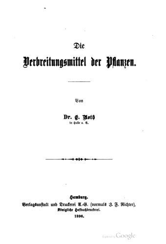 Die Verbreitungsmittel der Pflanzen