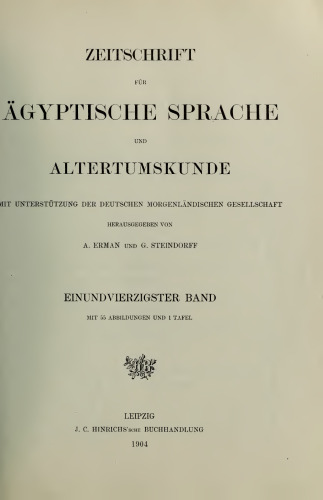 Zeitschrift für Ägyptische Sprache und Altertumskunde
