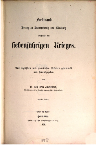 Ferdinand Herzog von Braunschweig und Lüneburg während des Siebenjährigen Krieges