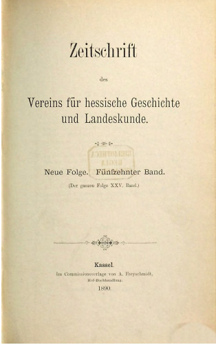 Zeitschrift des Vereins für hessische Geschichte und Landeskunde