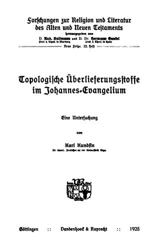Topologische Überlieferungsstoffe im Johannes-Evangelium