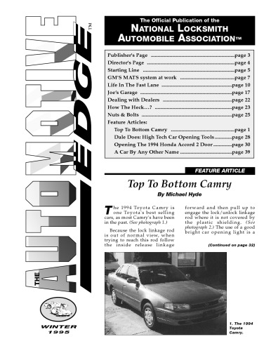 Top to Bottom Camry: The National Locksmith - Winter 1995